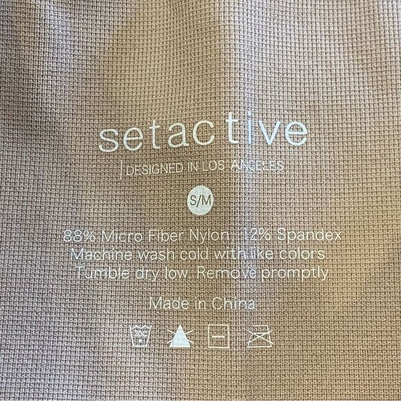 Set Active Sculpt Flex Seamless High Rise Leggings Ribbed Beige Cream Size S/M - Picture 6 of 8